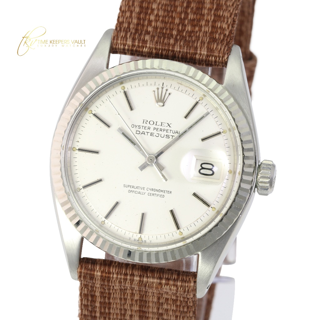 Rolex Datejust Silver Dial Fluted Bezel Nylon Band